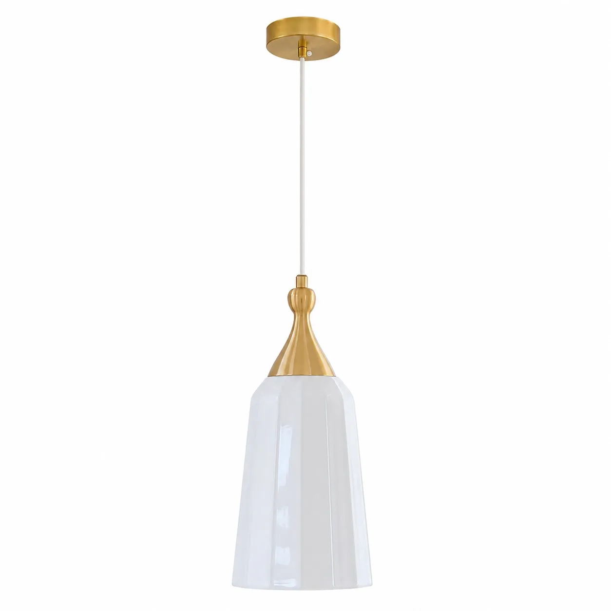 Tall fluted white ceramic pendant chandelier