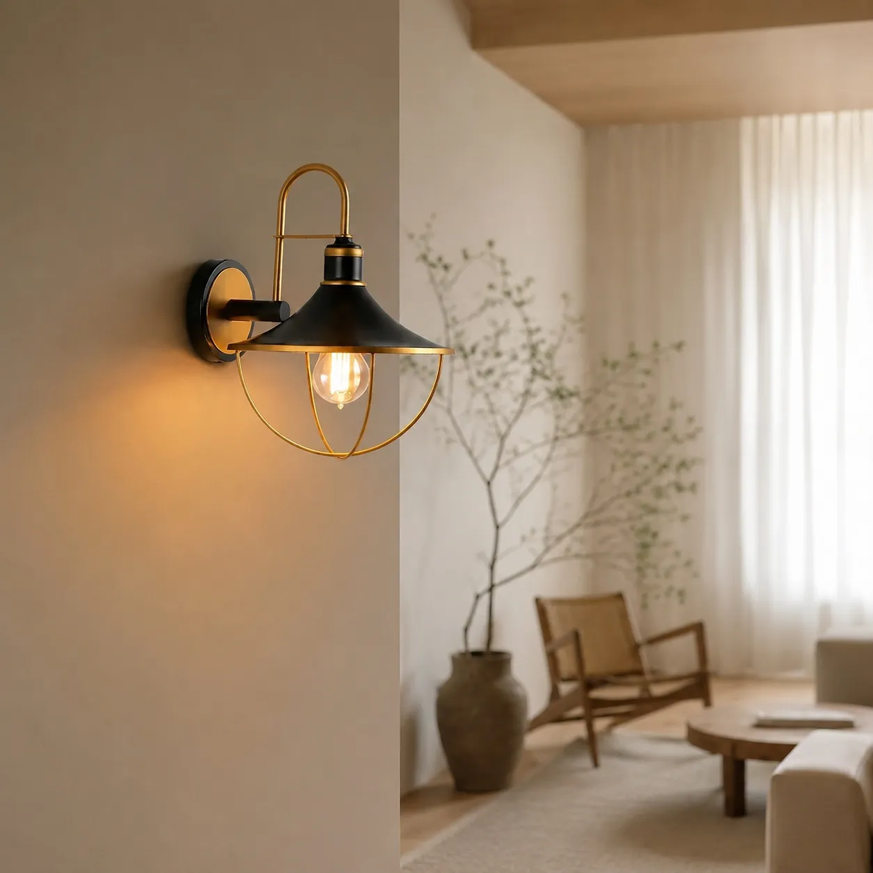 Black and Gold Outdoor Wall Lantern