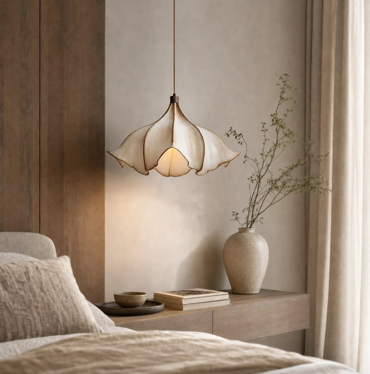Scene carousel image: warm bedside setting.