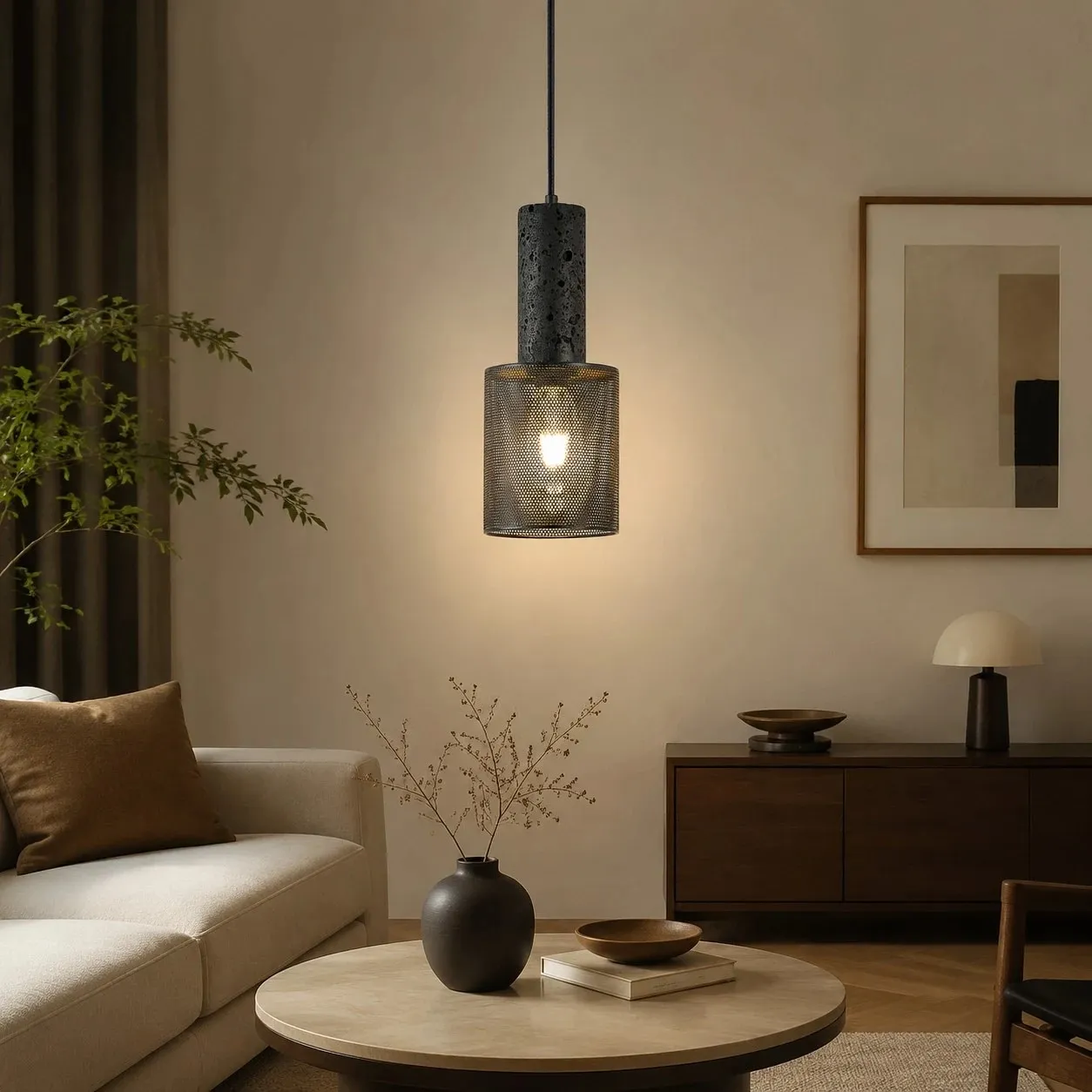 Textured Black Mesh Pendant Light 4