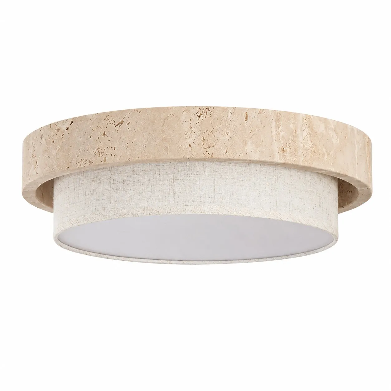 Travertine Fabric Flush Mount Ceiling Light