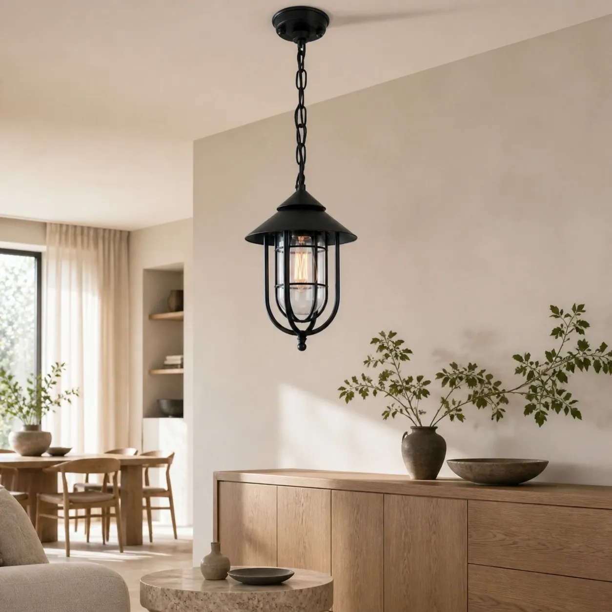 Patnox Outdoor Glass Pendant Lamp scene and detail