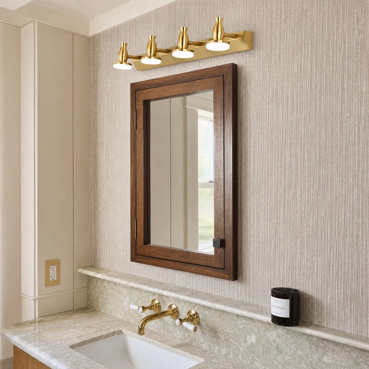 scene wood mirror vanity