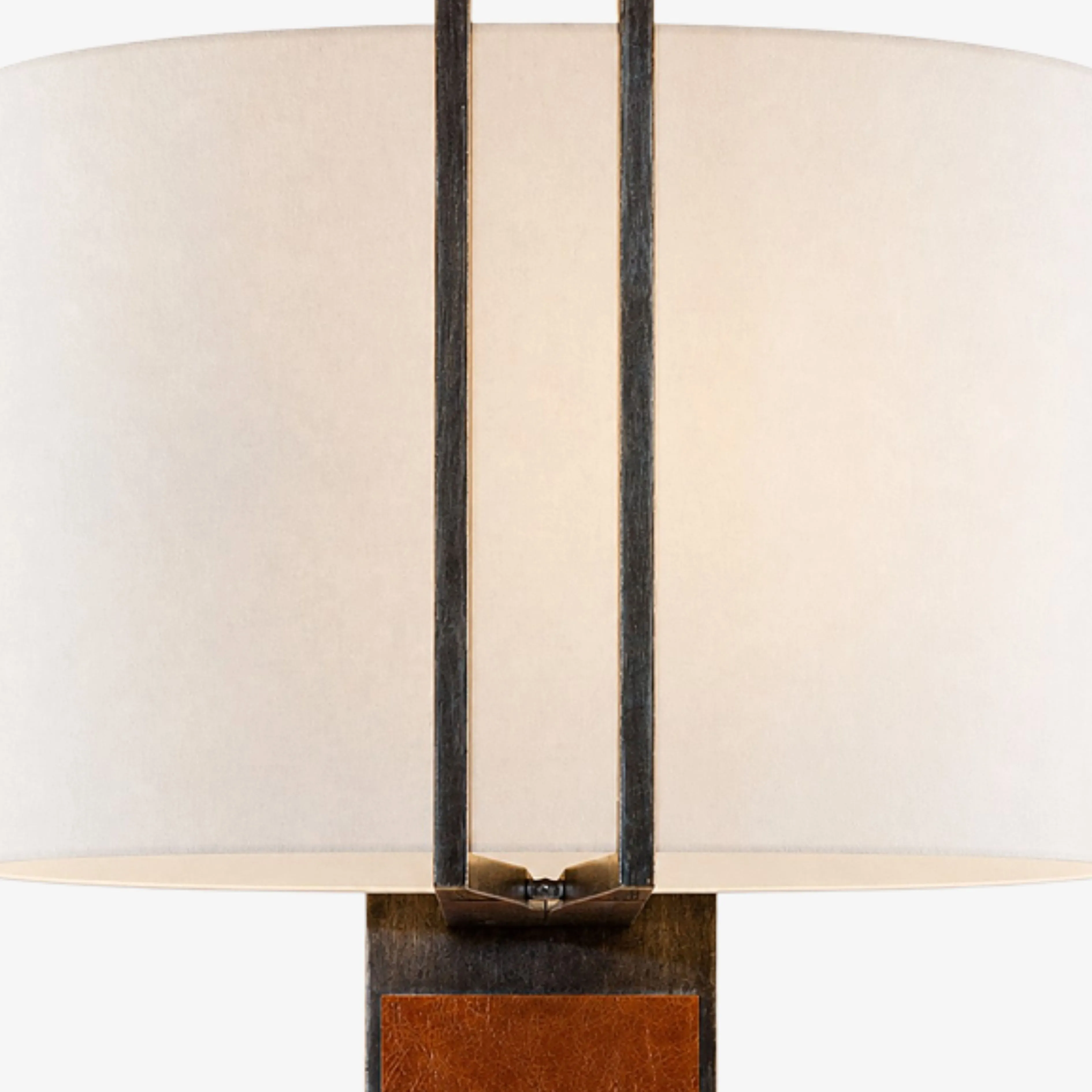 Cream fabric shade and metal frame detail