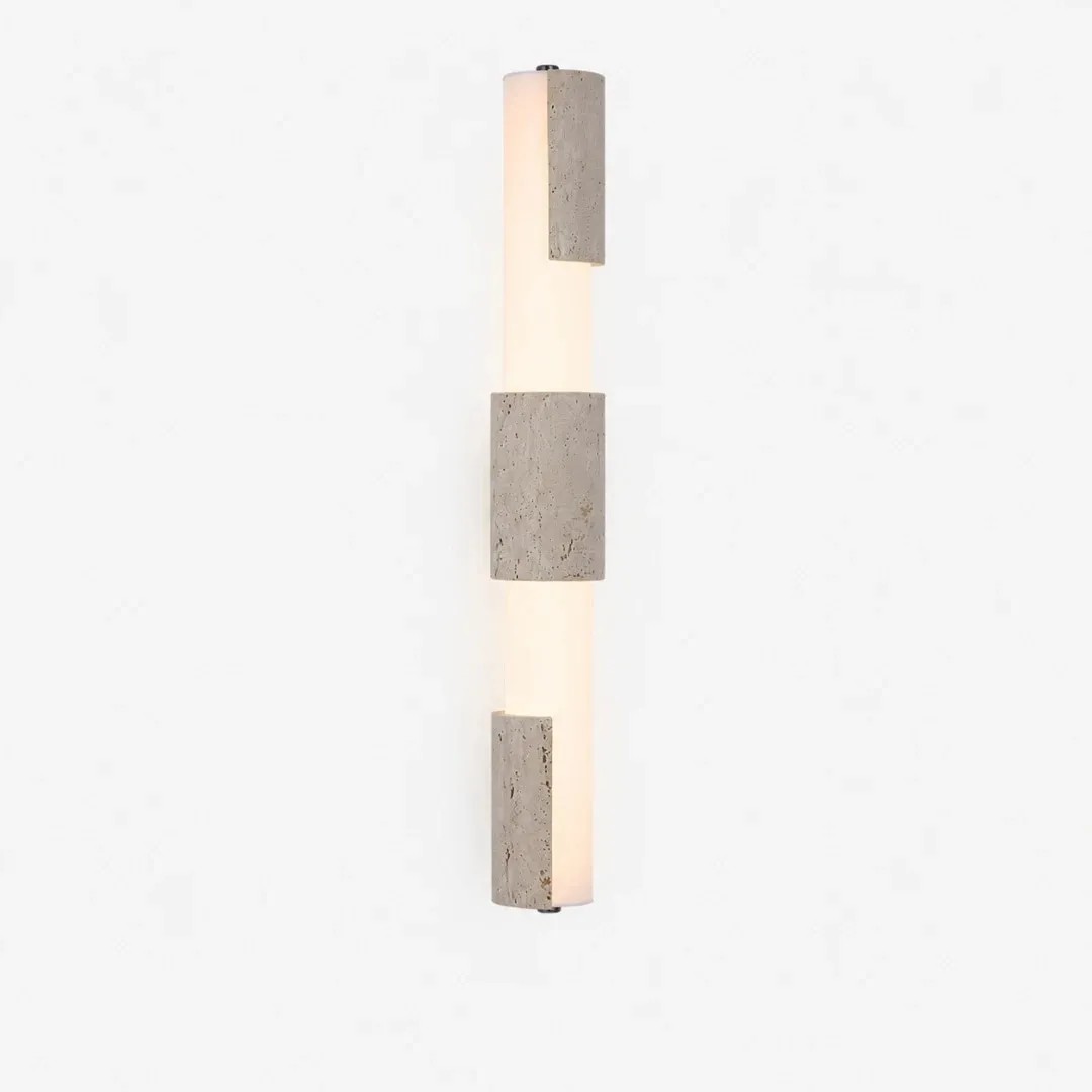 Tall yellow travertine acrylic wall lamp 60 cm product view
