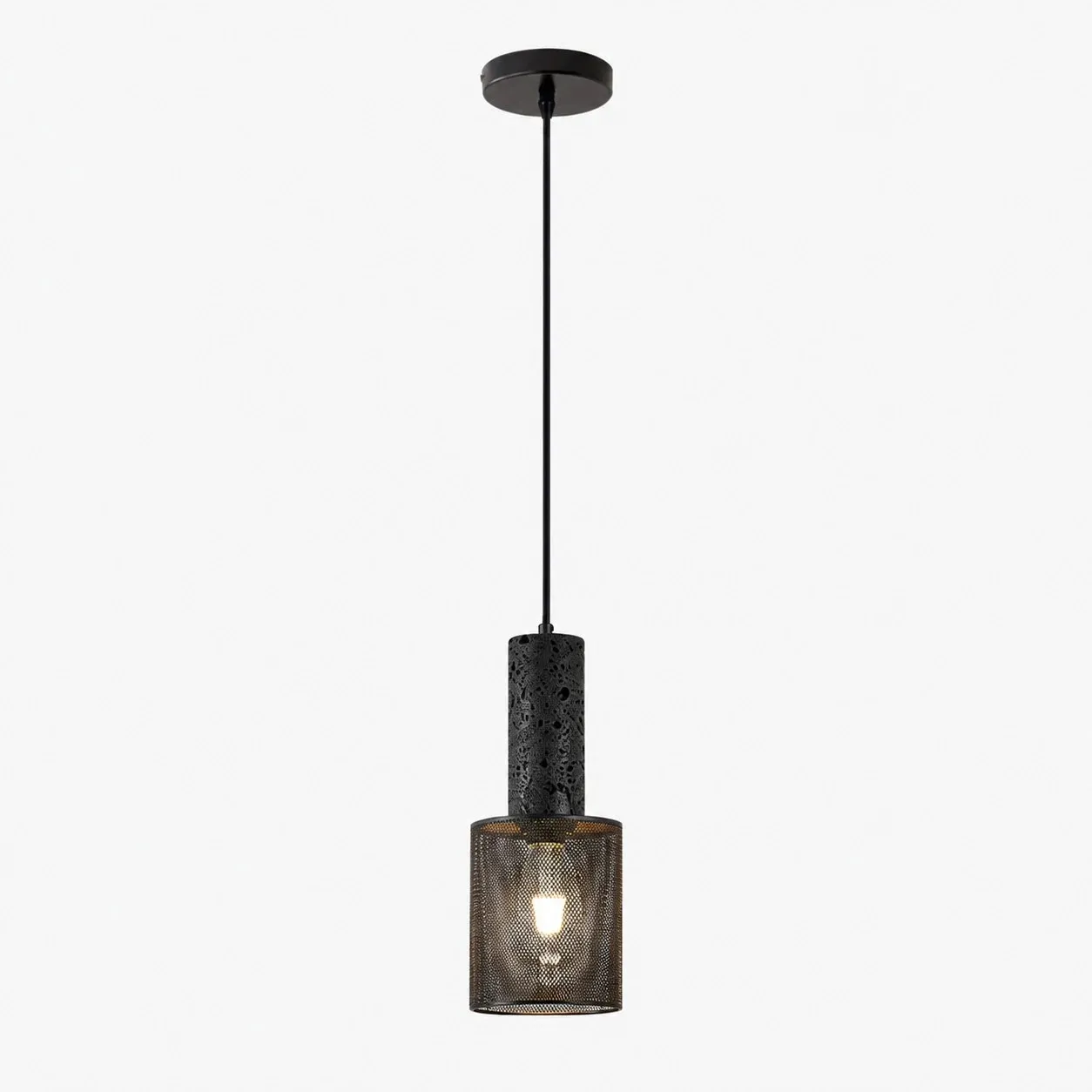 Textured Black Mesh Pendant Light 8