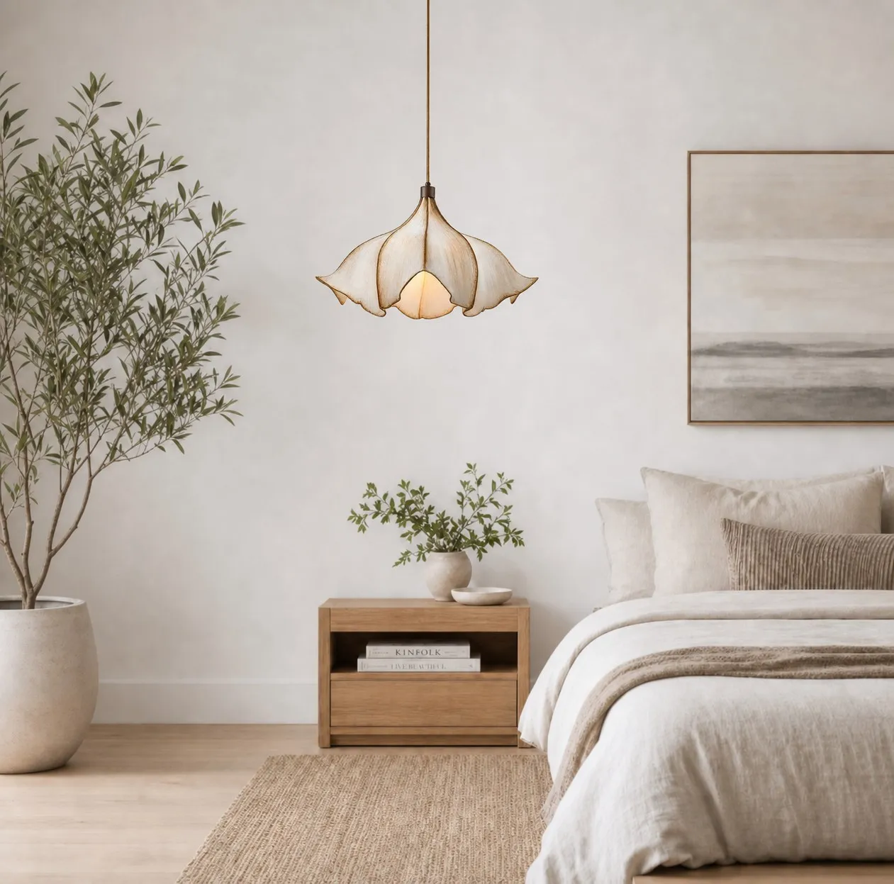 Scene carousel image: minimal bedroom setting.