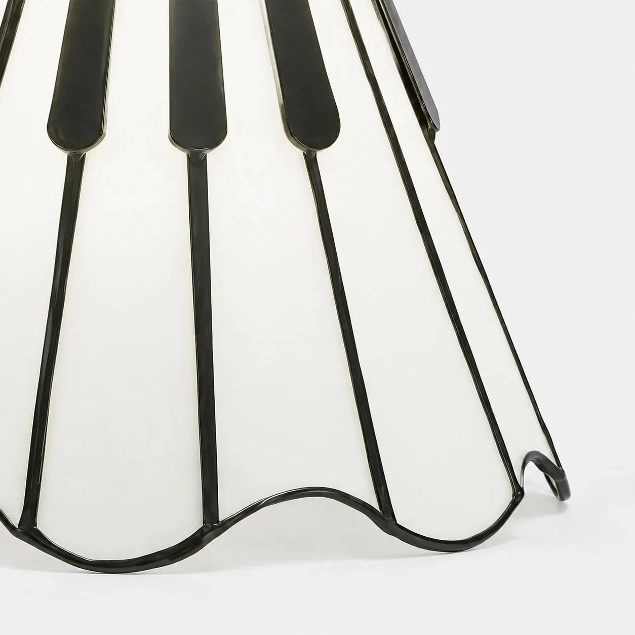 Fluted black metal shade edge detail