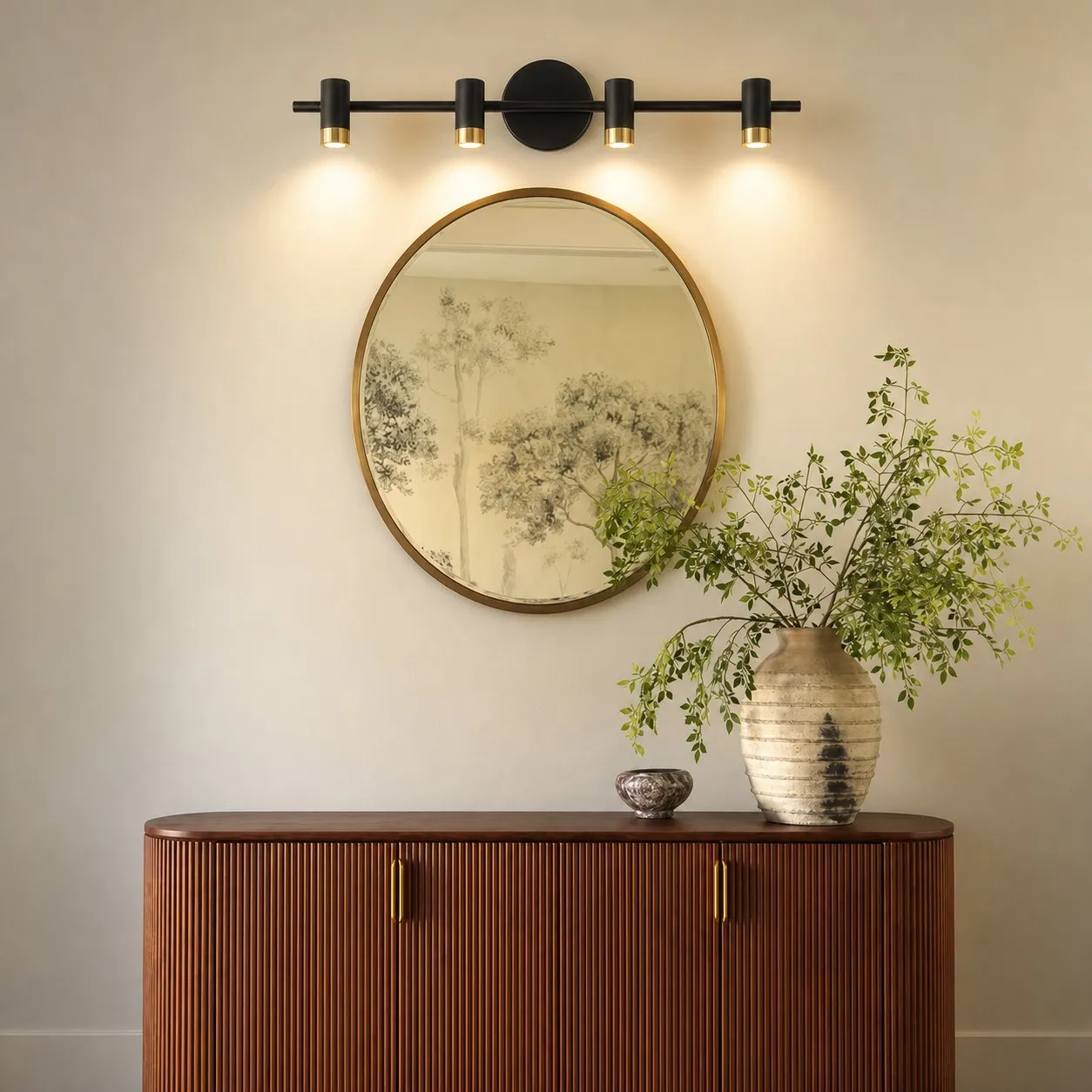 scene round mirror console