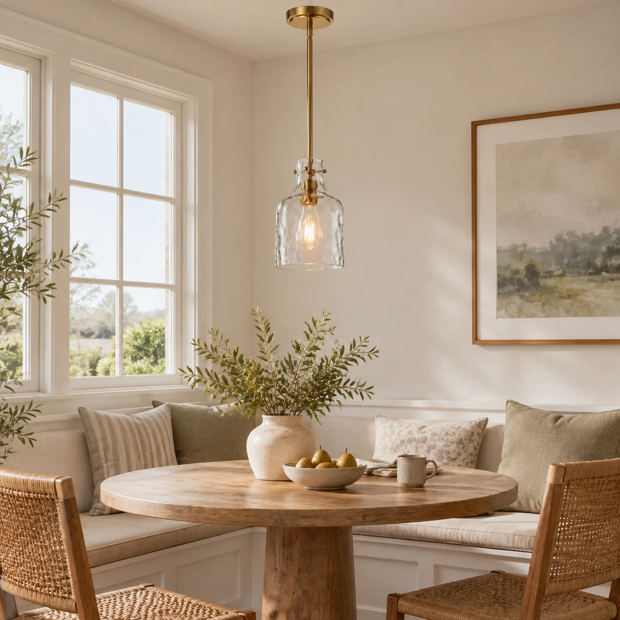 Vintage Glass Pendant Light with hammered or seeded glass and blue or smoked glass - New2609-1024518 interior scene