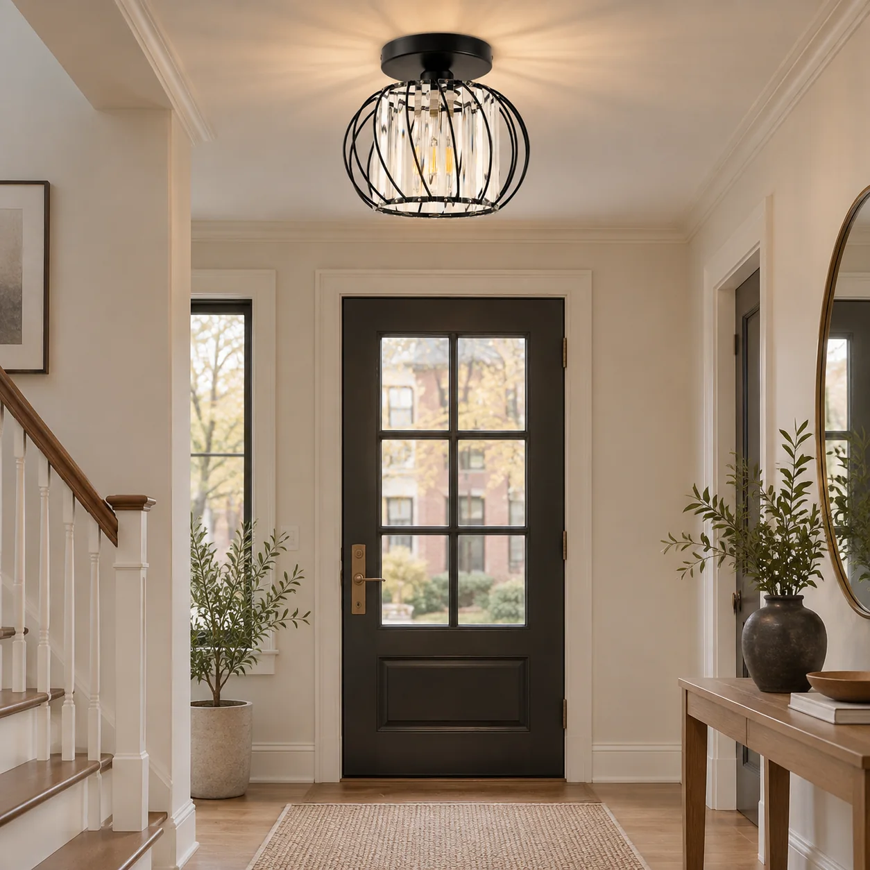 Geometric Crystal Ceiling Light with clear panels and a cage frame - New2609-1024522 interior scene