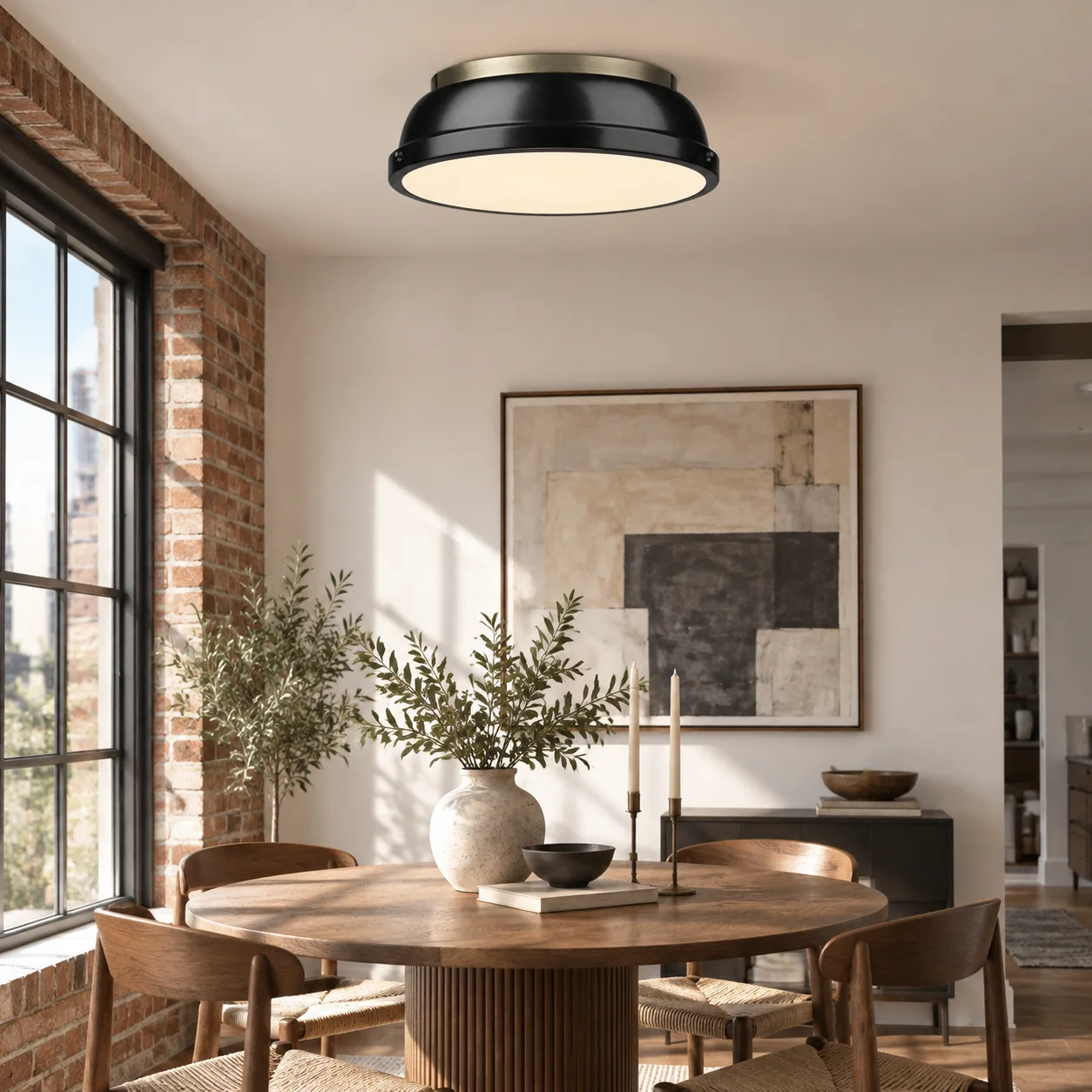 Metal Flush Ceiling Light with a 14-inch diameter and colour choices - New2609-1024493 interior scene