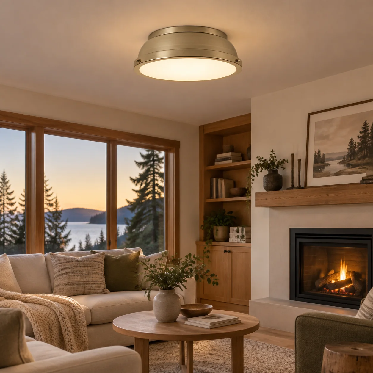 Metal Flush Ceiling Light with a 14-inch diameter and colour choices - New2609-1024494 interior scene