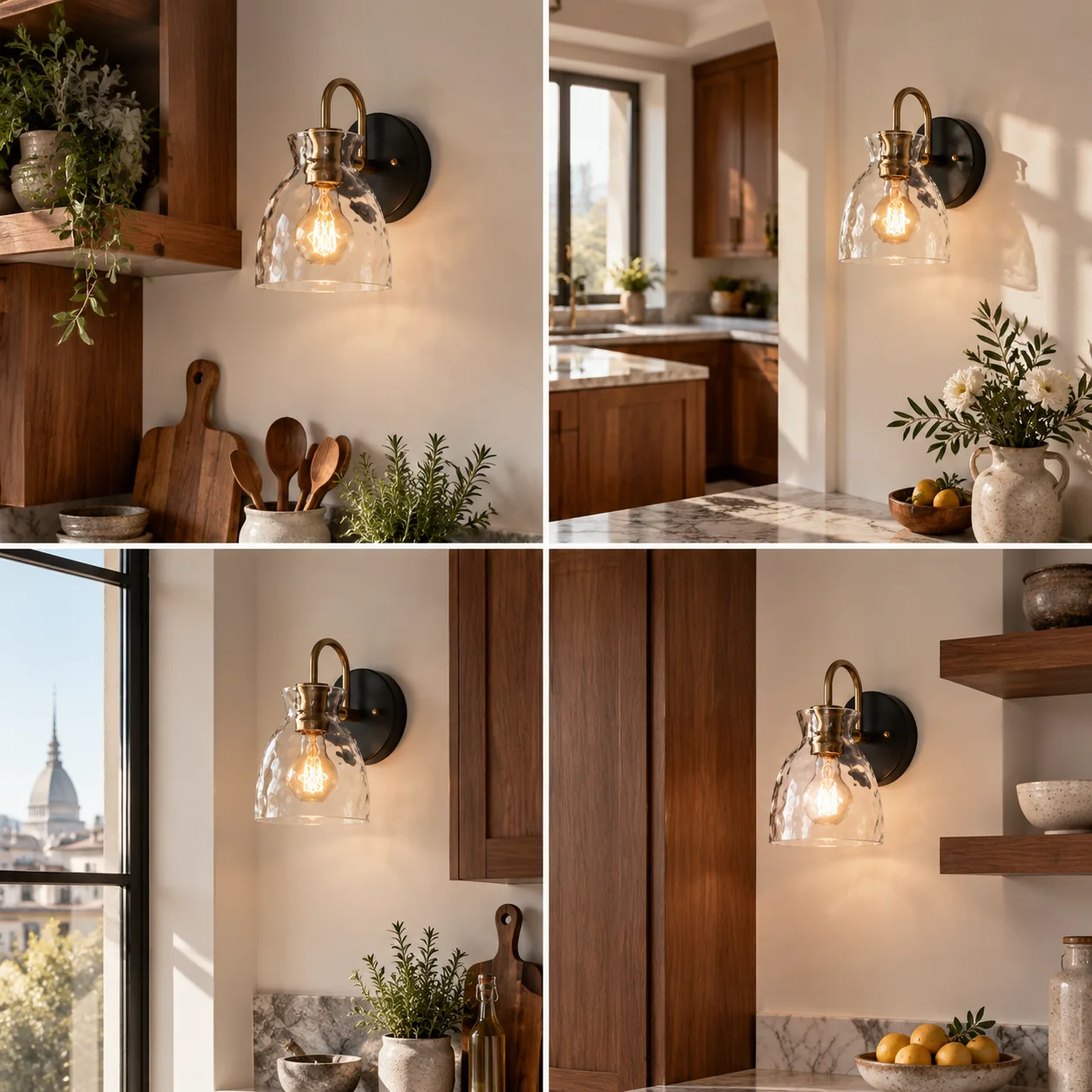 Textured Glass Wall Sconce with a clear shade and a visible bulb - New2609-1024567 interior scene