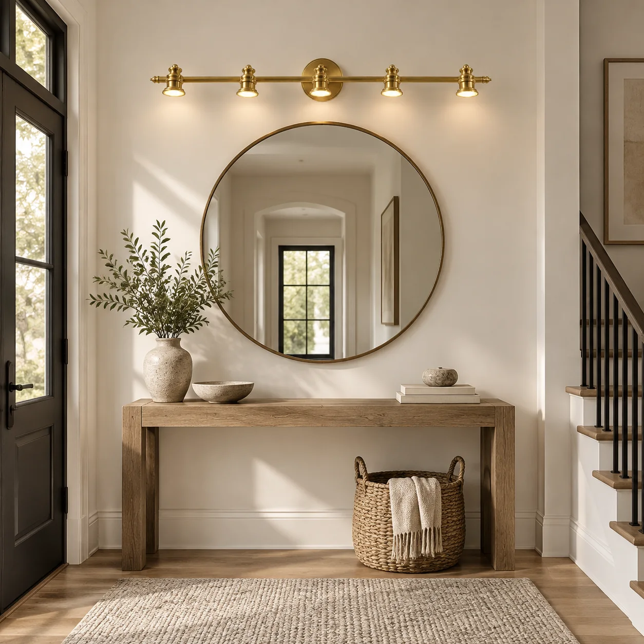 Aurelia Brass Vanity Wall Light with one to five heads and a linear wall bar - New2609-1024413 interior scene