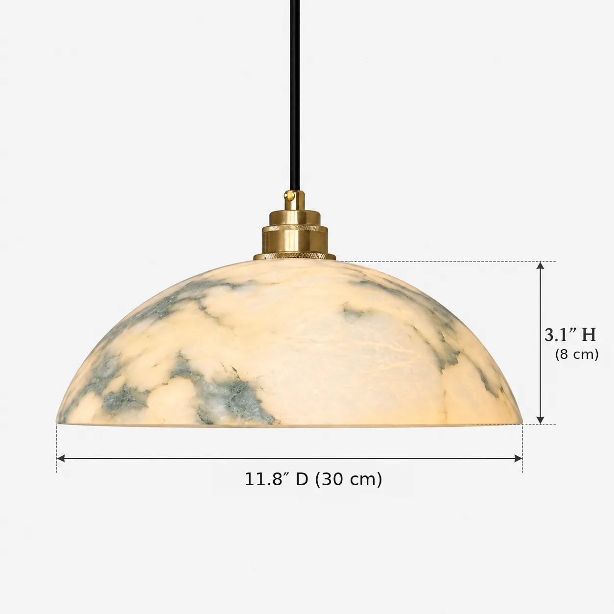 Aurora small pendant dimensions, diameter 30 cm and height 8 cm