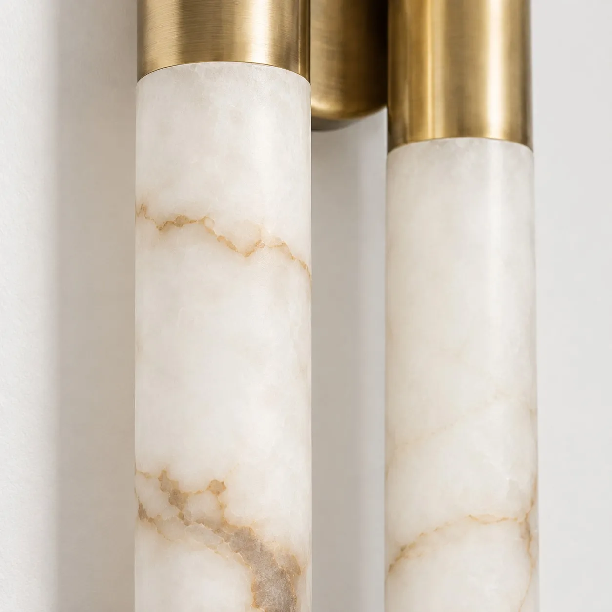 Brass collar and alabaster shade detail