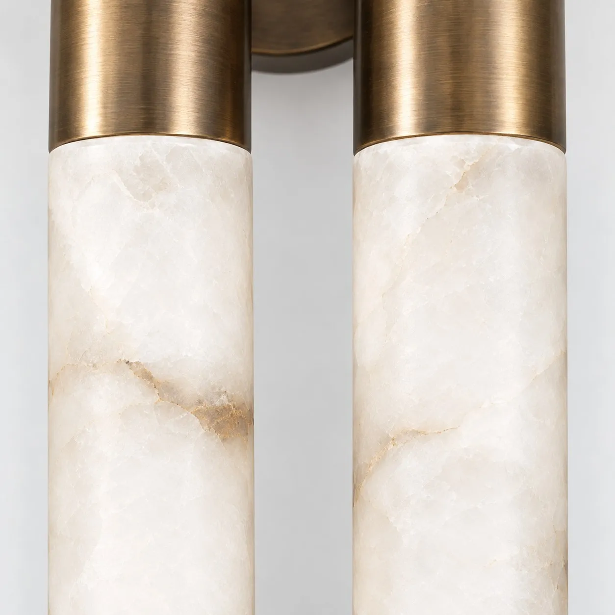 Bronze collar and alabaster shade detail