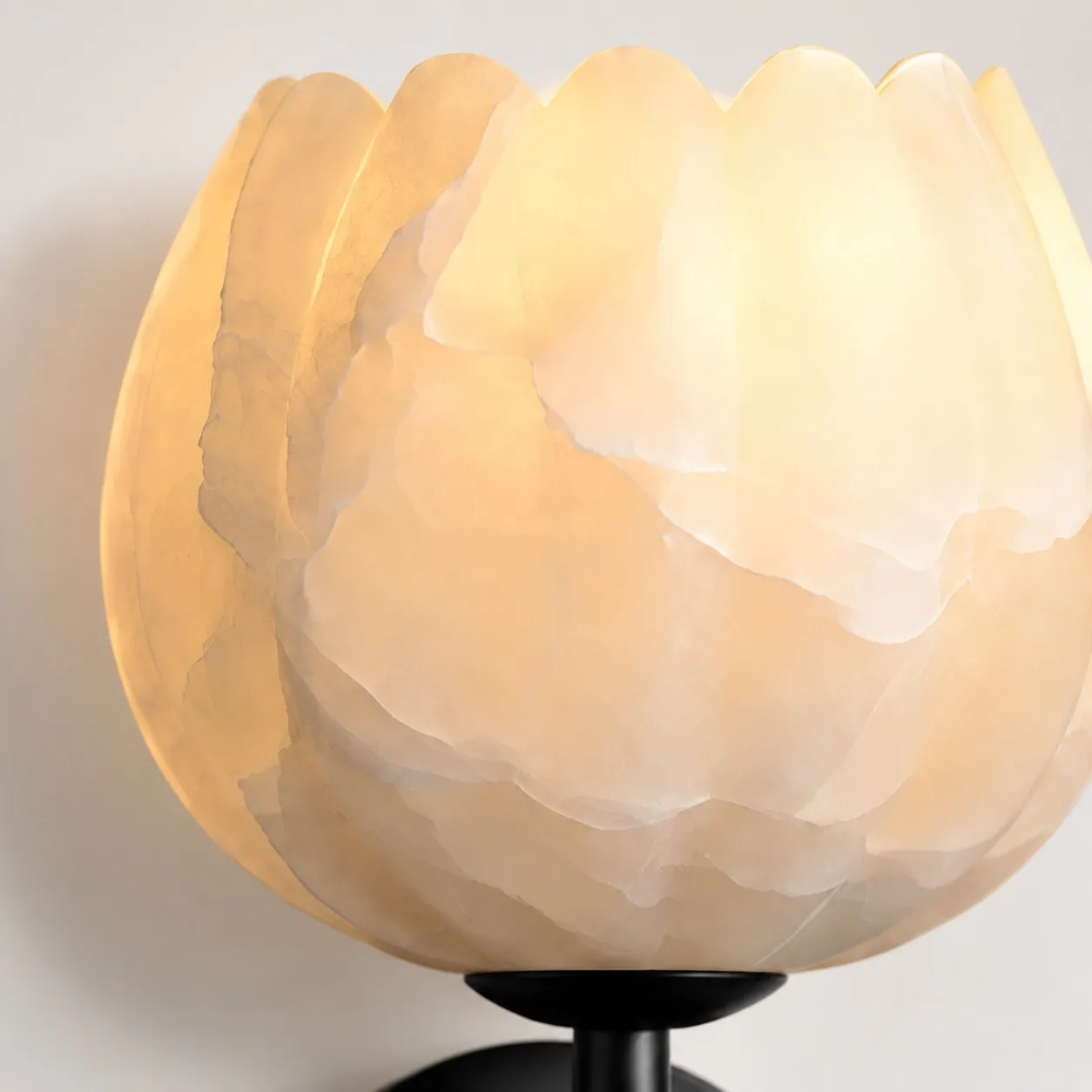 Aurora alabaster tulip wall light detail black shade