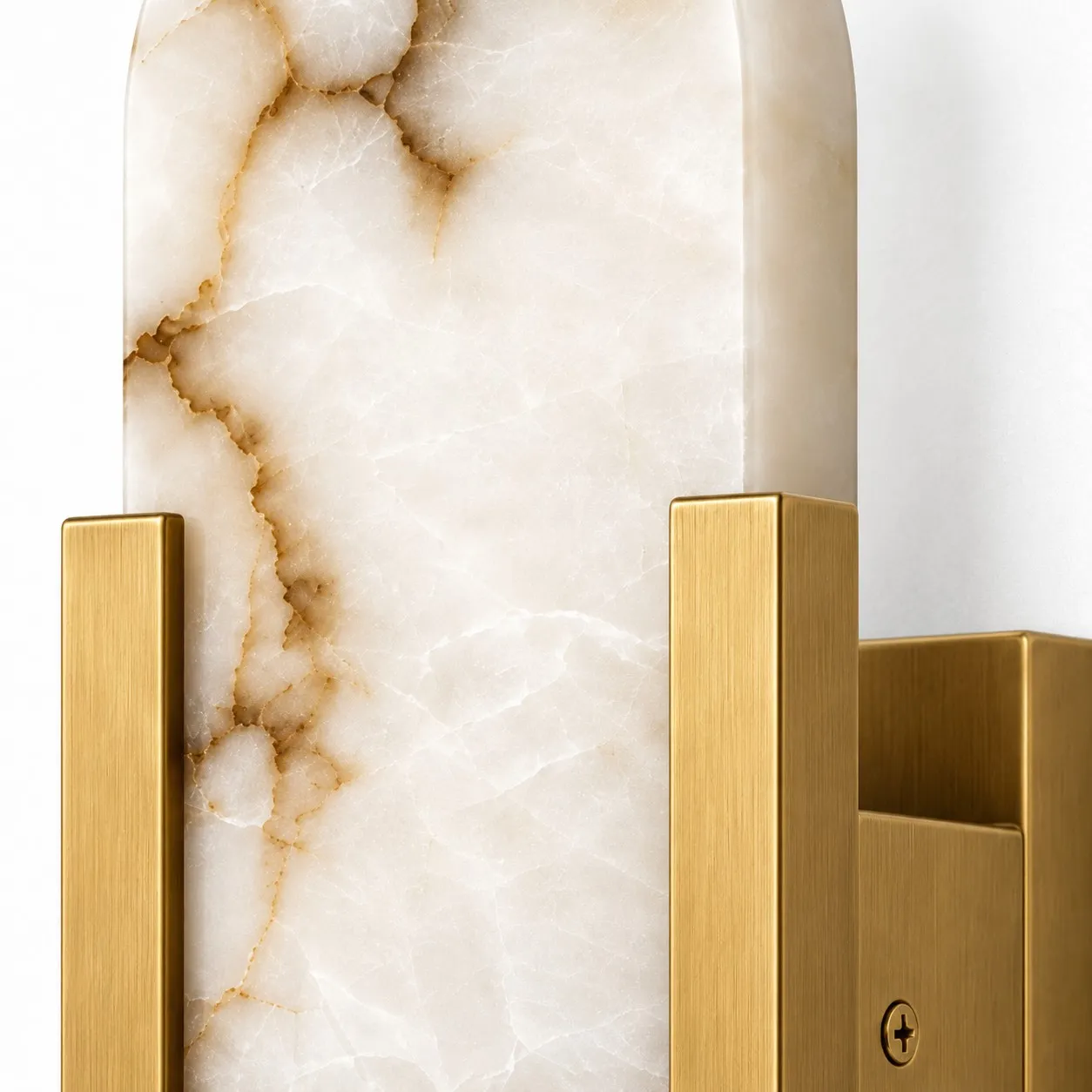Brass mounting plate and alabaster edge detail