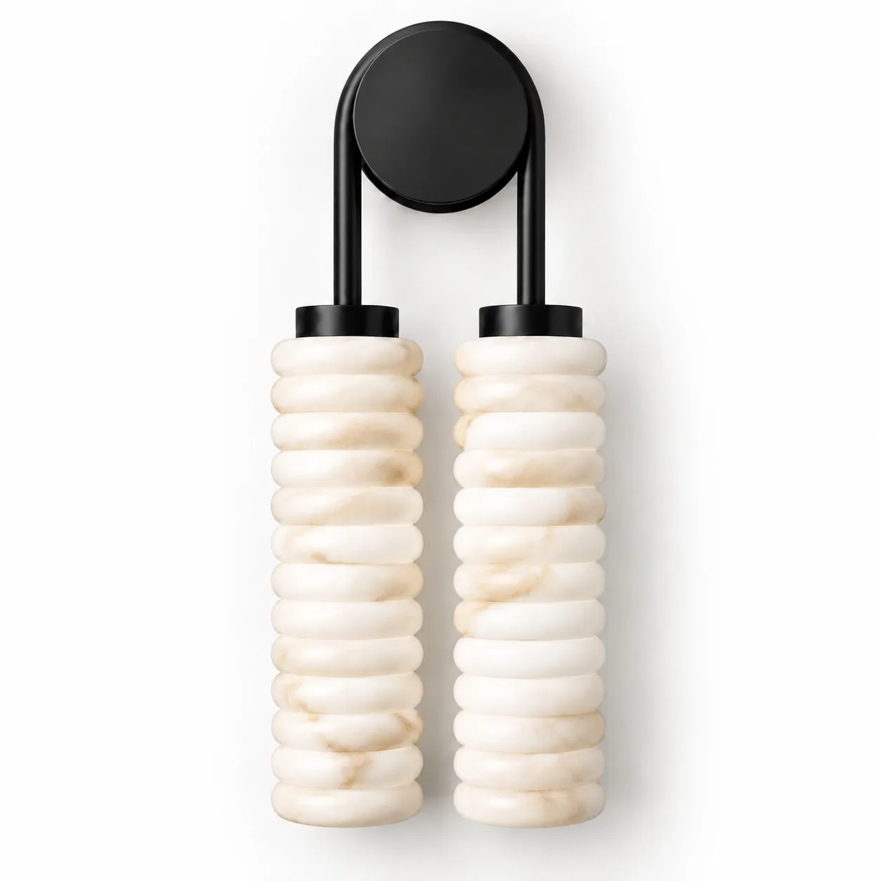 Aurora ribbed alabaster wall light in black