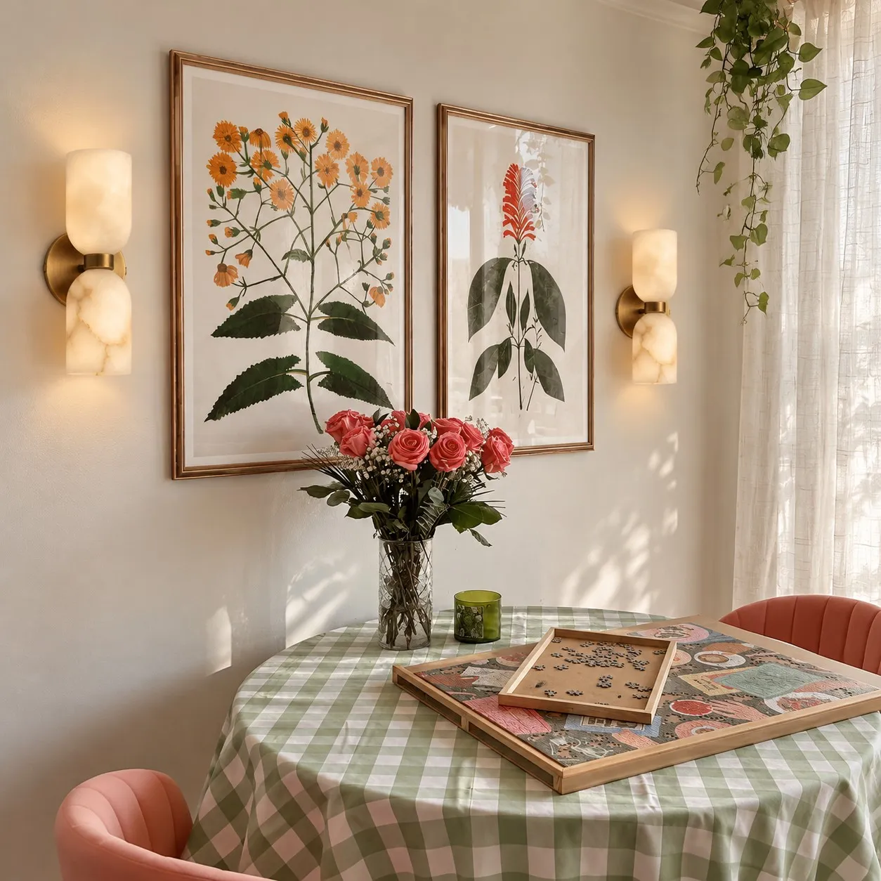 Aurora alabaster wall lamp dining area scene