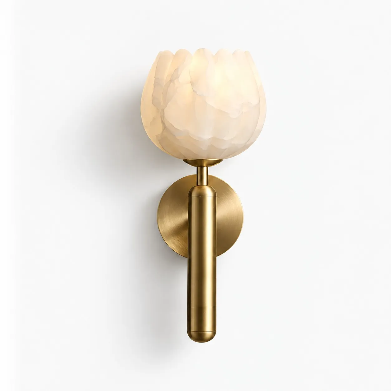 Aurora alabaster tulip wall light sku brass