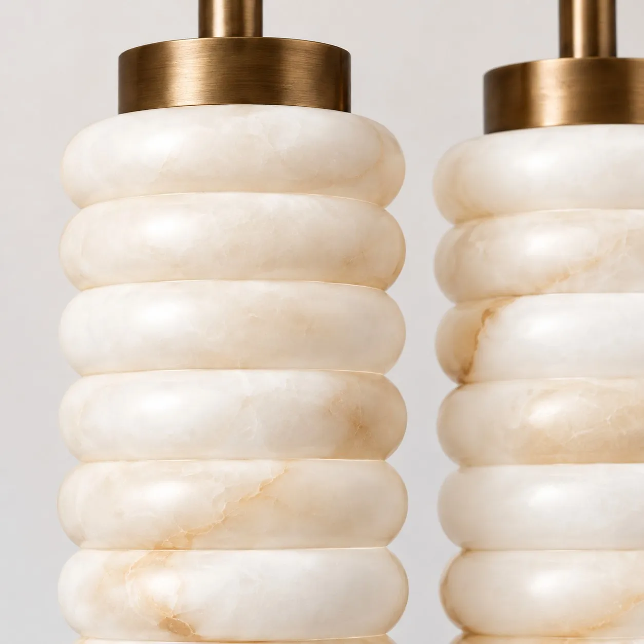 Bronze collar and ribbed alabaster shade detail