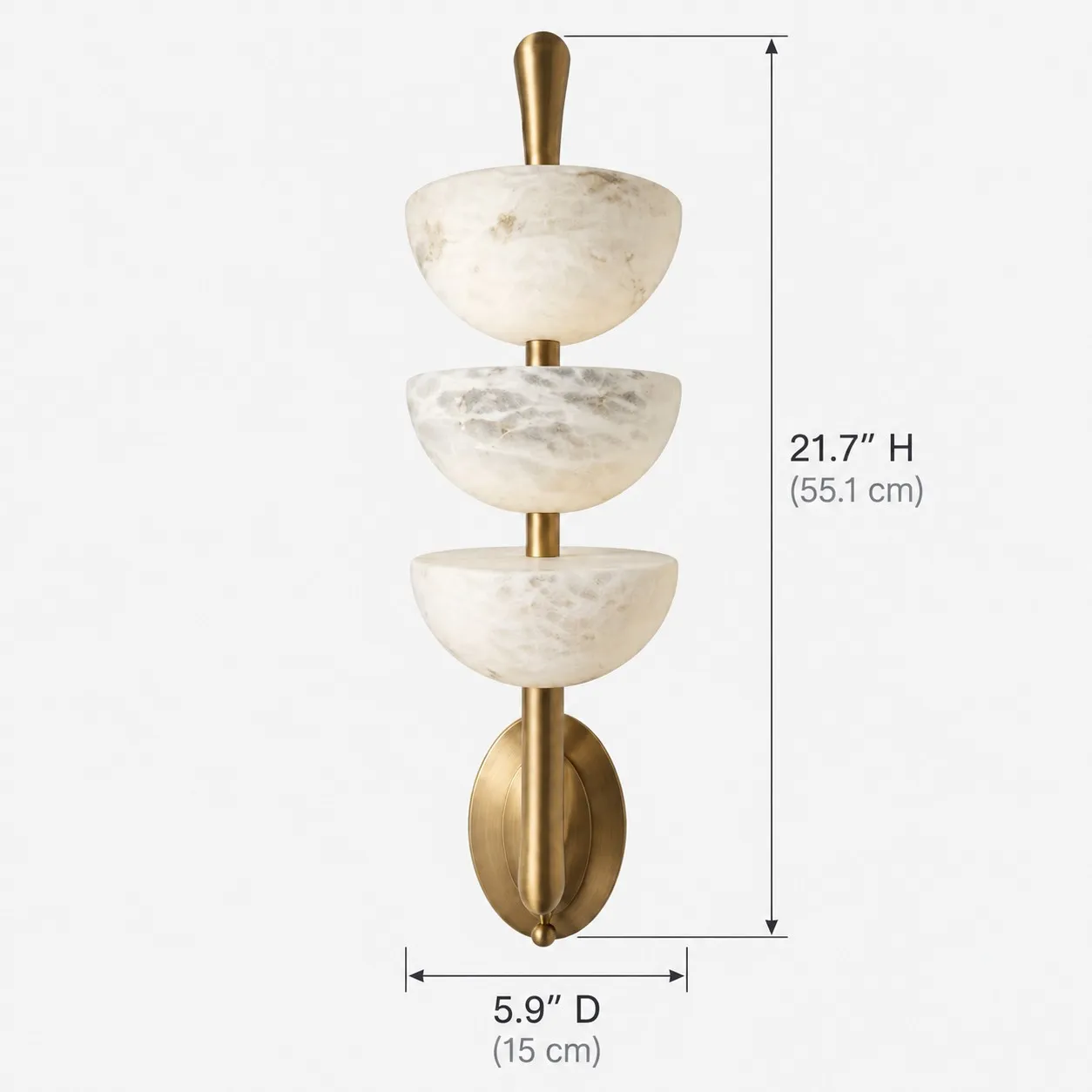 Velora triple alabaster wall sconce dimensions