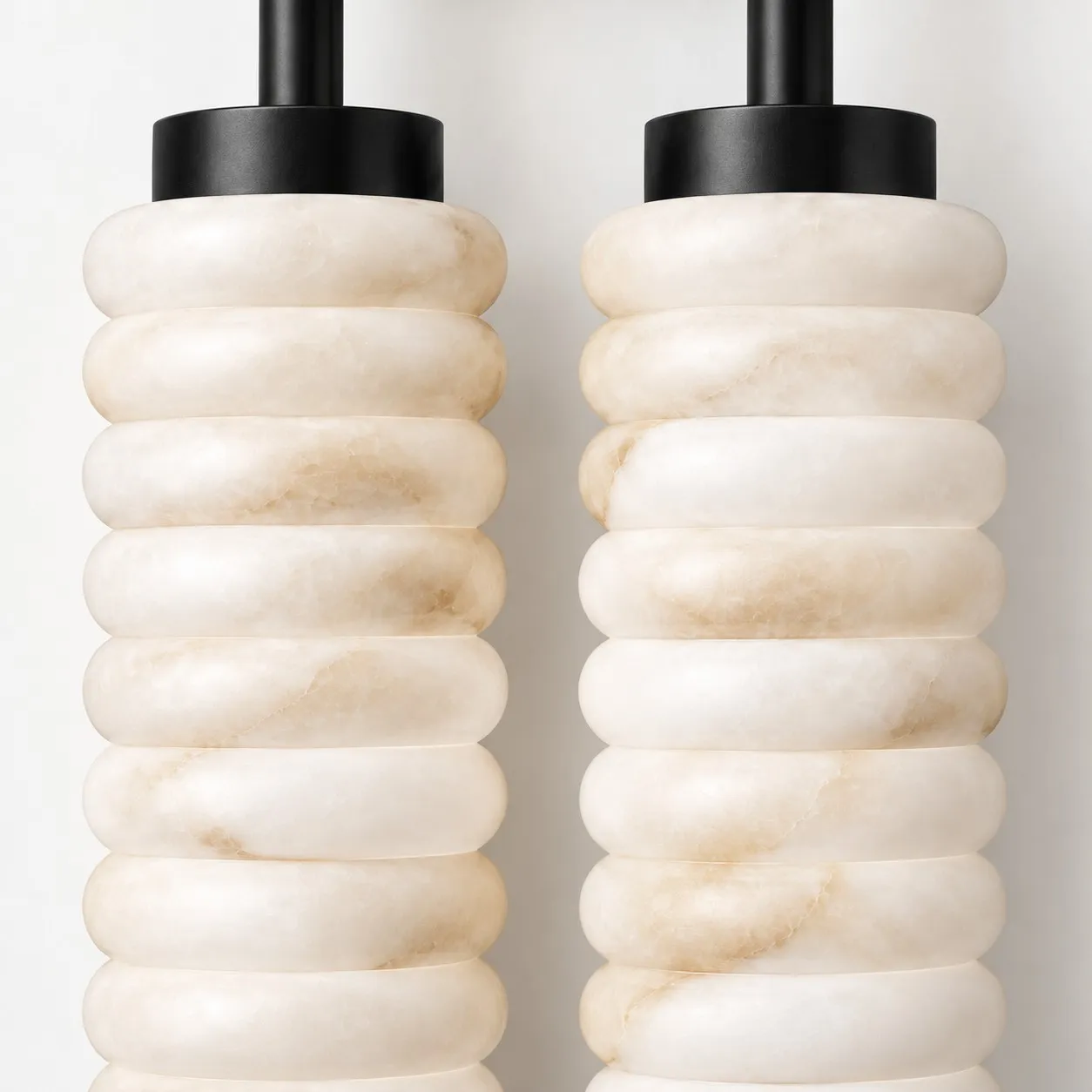 Black collar and ribbed alabaster shade detail
