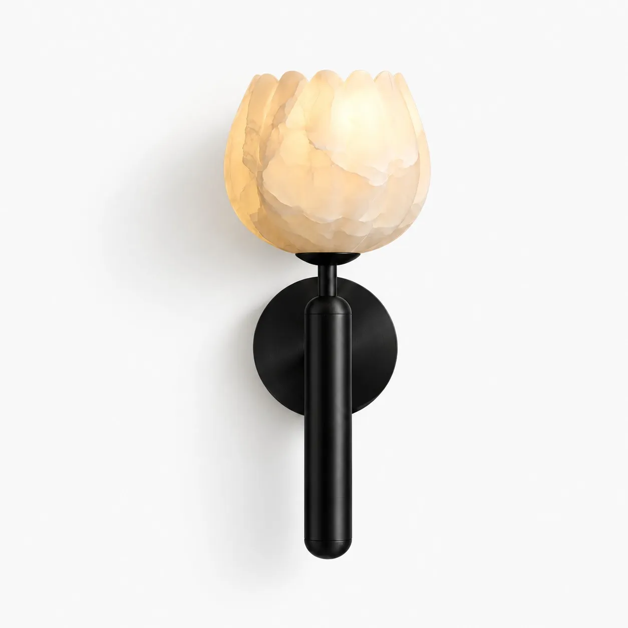 Aurora alabaster tulip wall light sku black