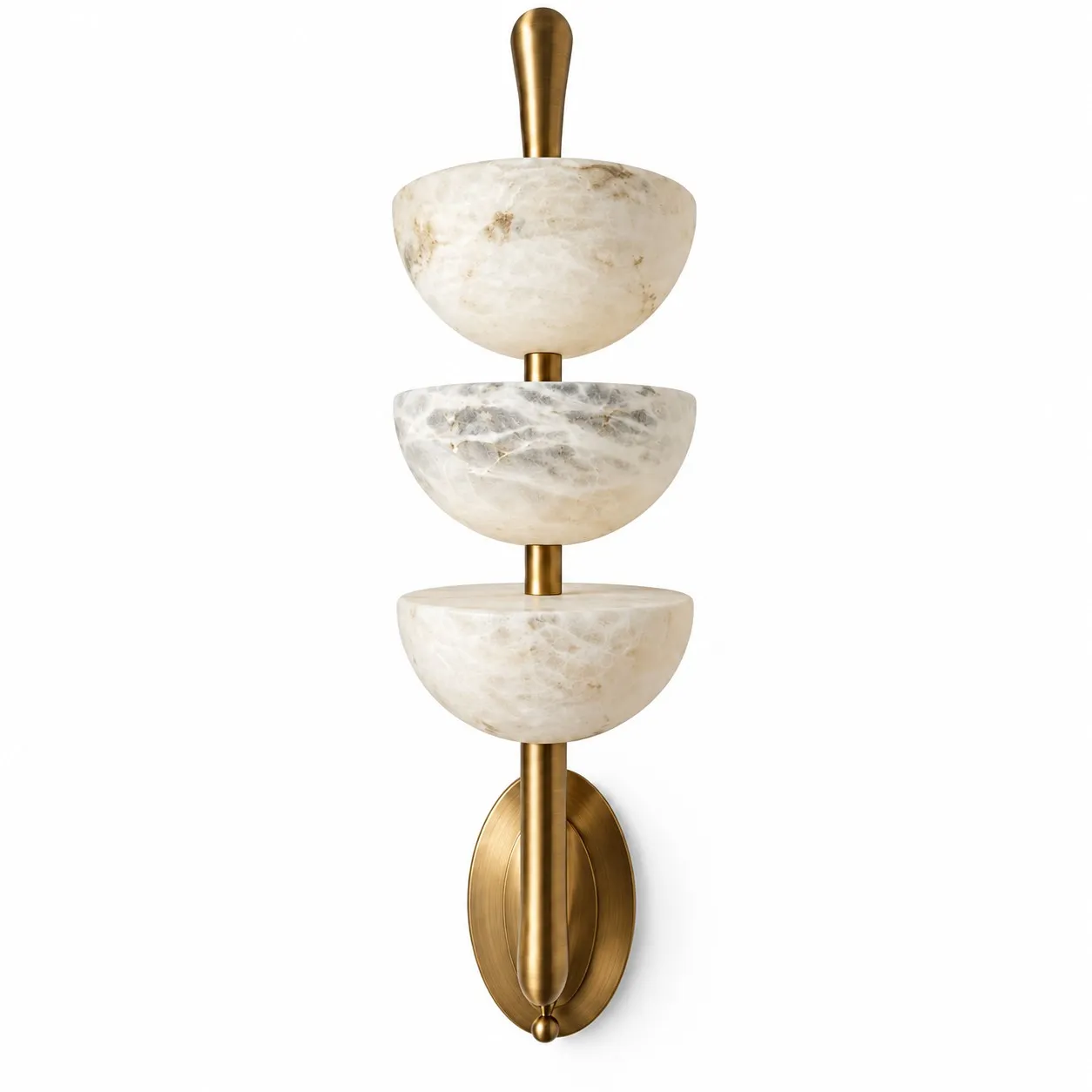 Velora triple alabaster wall sconce in brass
