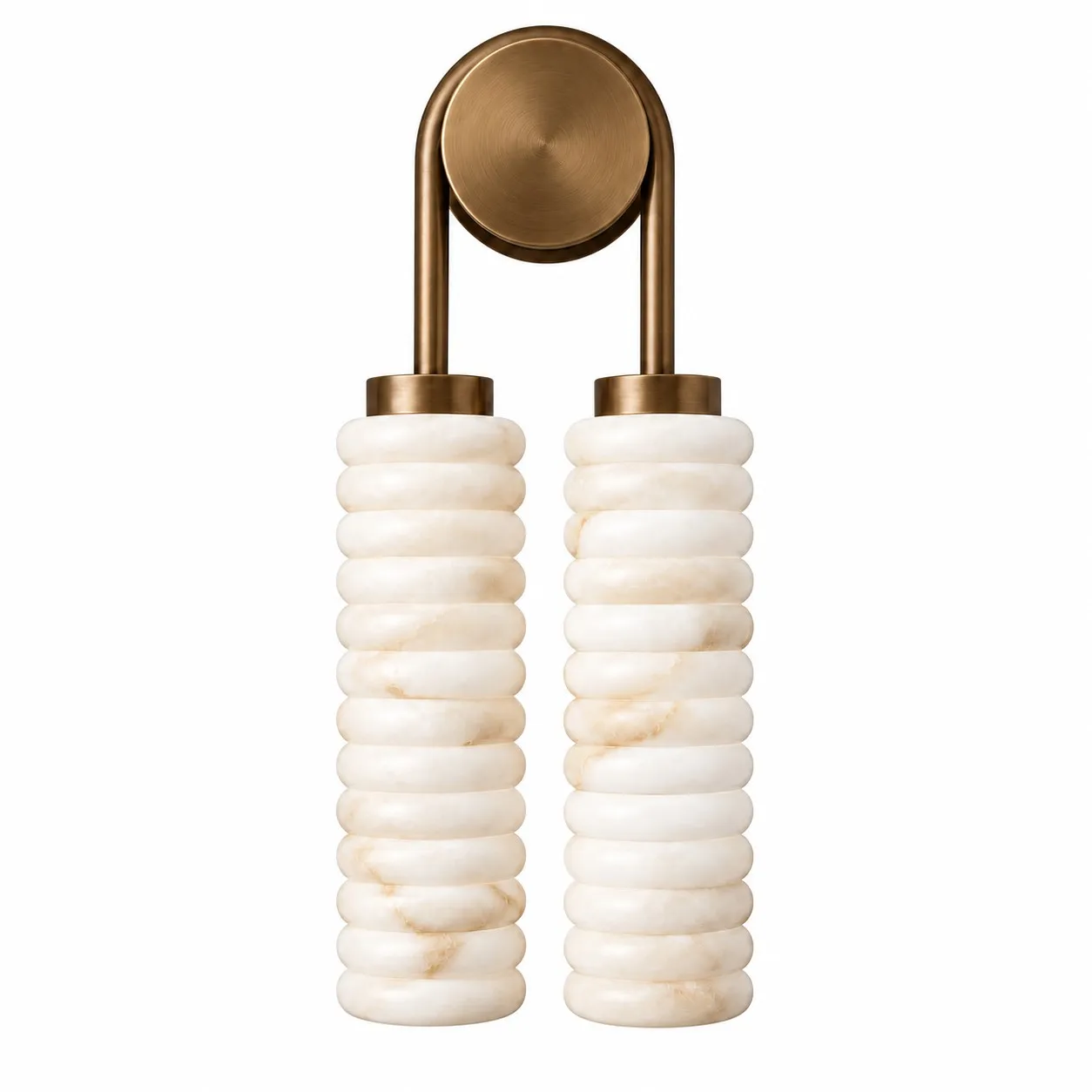 Aurora ribbed alabaster wall light in bronze