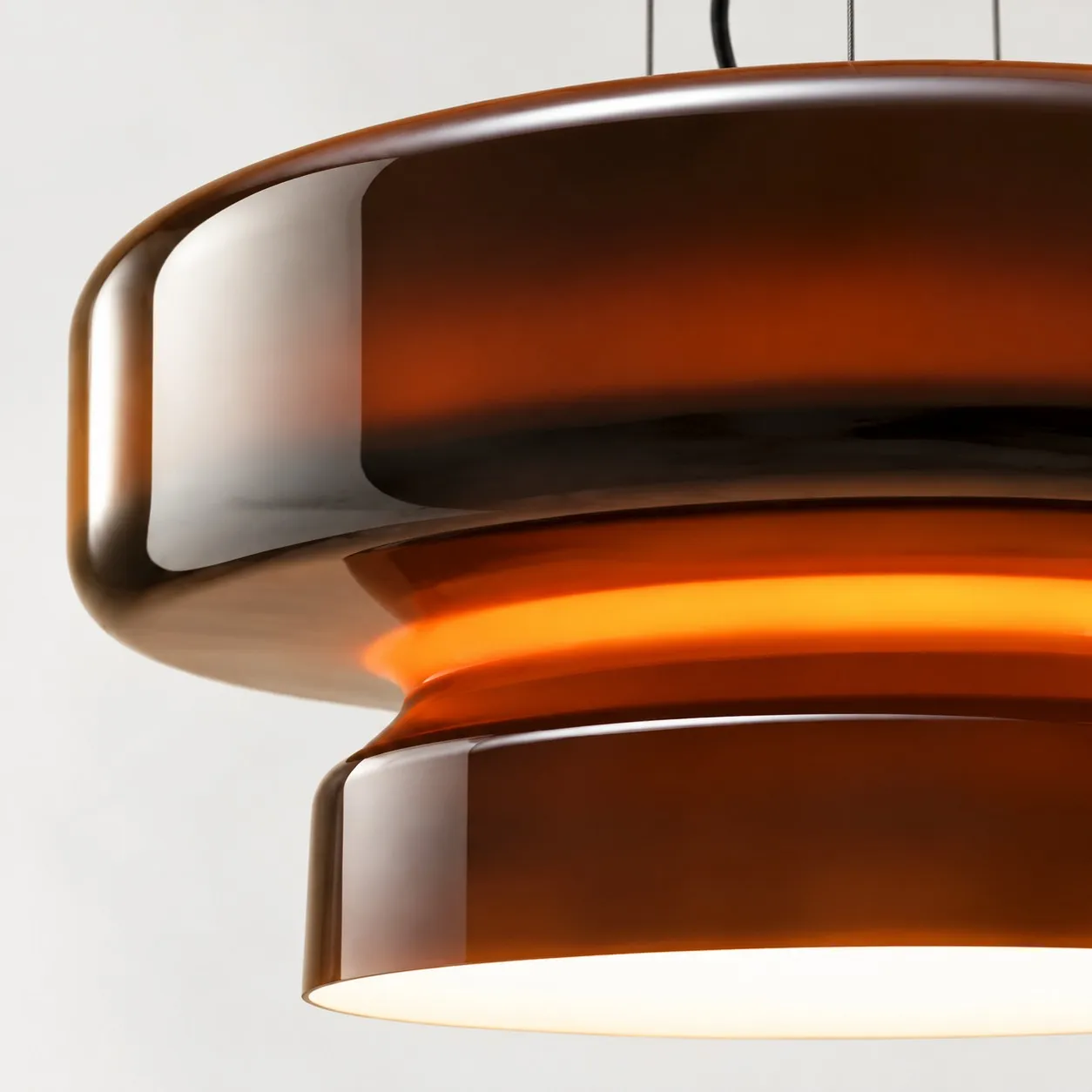Amber curved glass shade detail