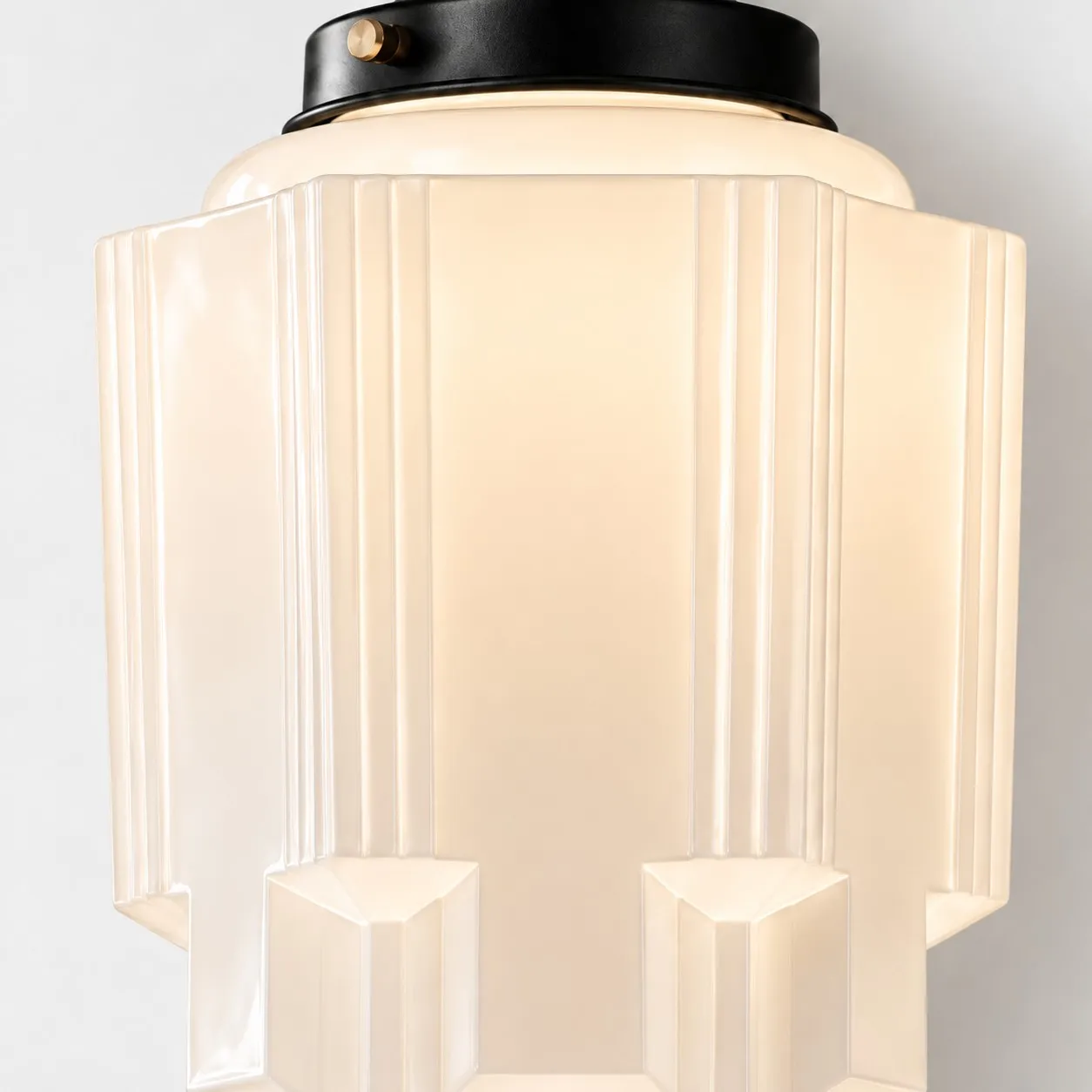 Ribbed milk glass shade detail