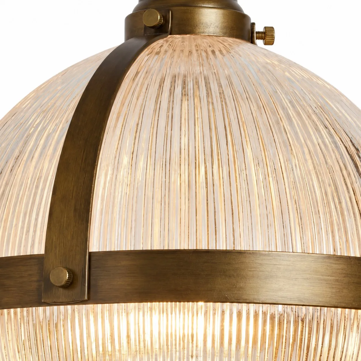 Ribbed glass and antique brass band detail
