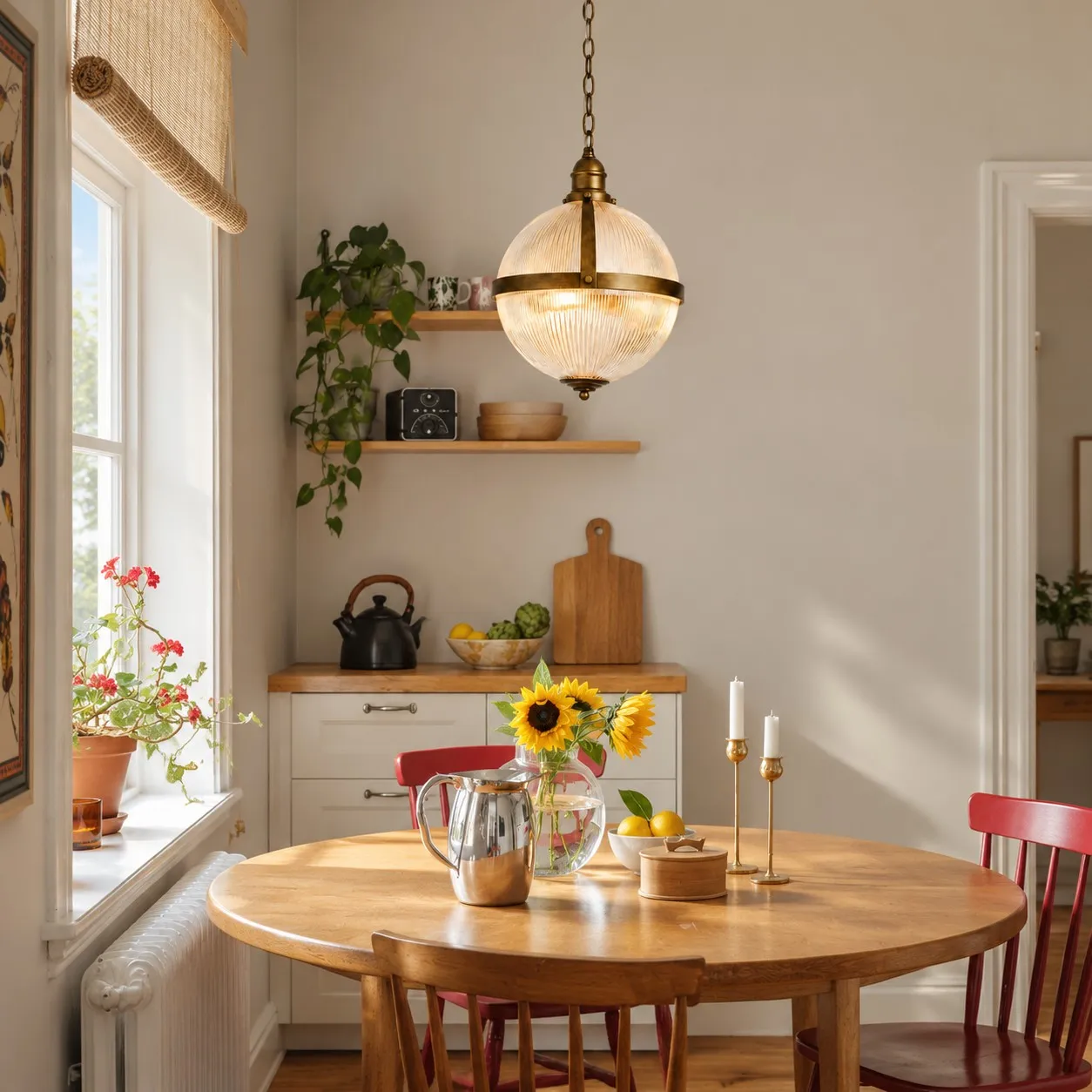 Ribella glass globe pendant in a kitchen
