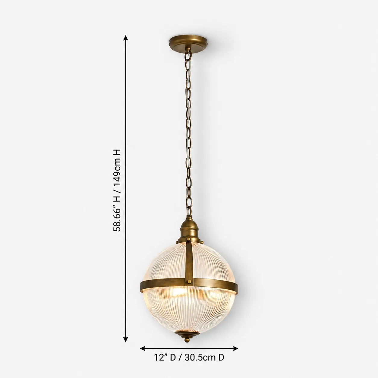 Ribella glass globe pendant dimensions