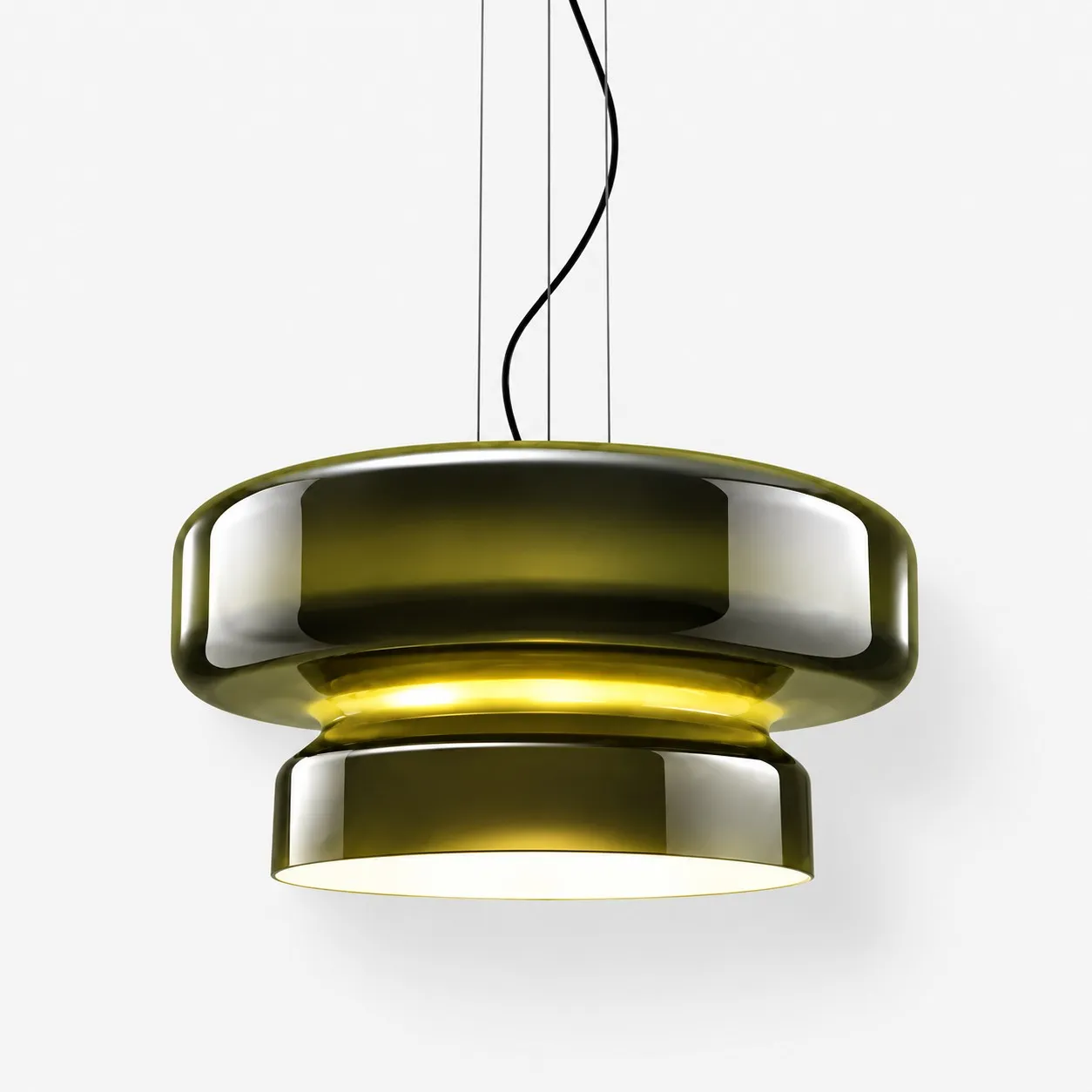 Dark green Koloro curved glass pendant