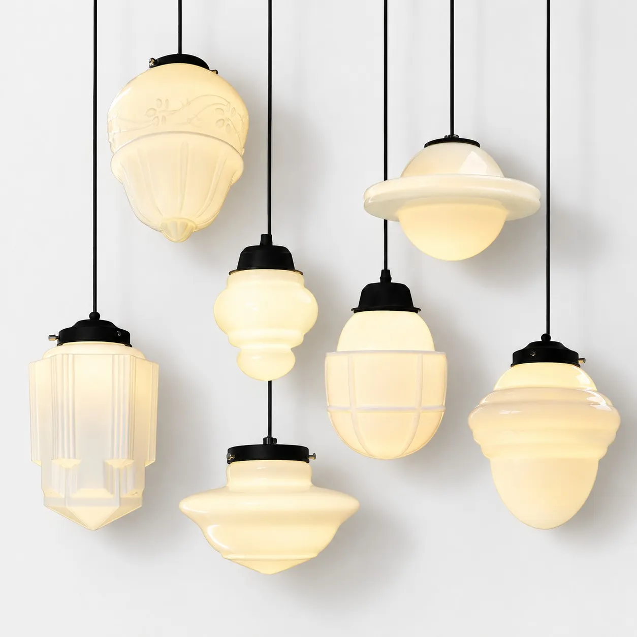 Vexrona milk glass pendant shapes