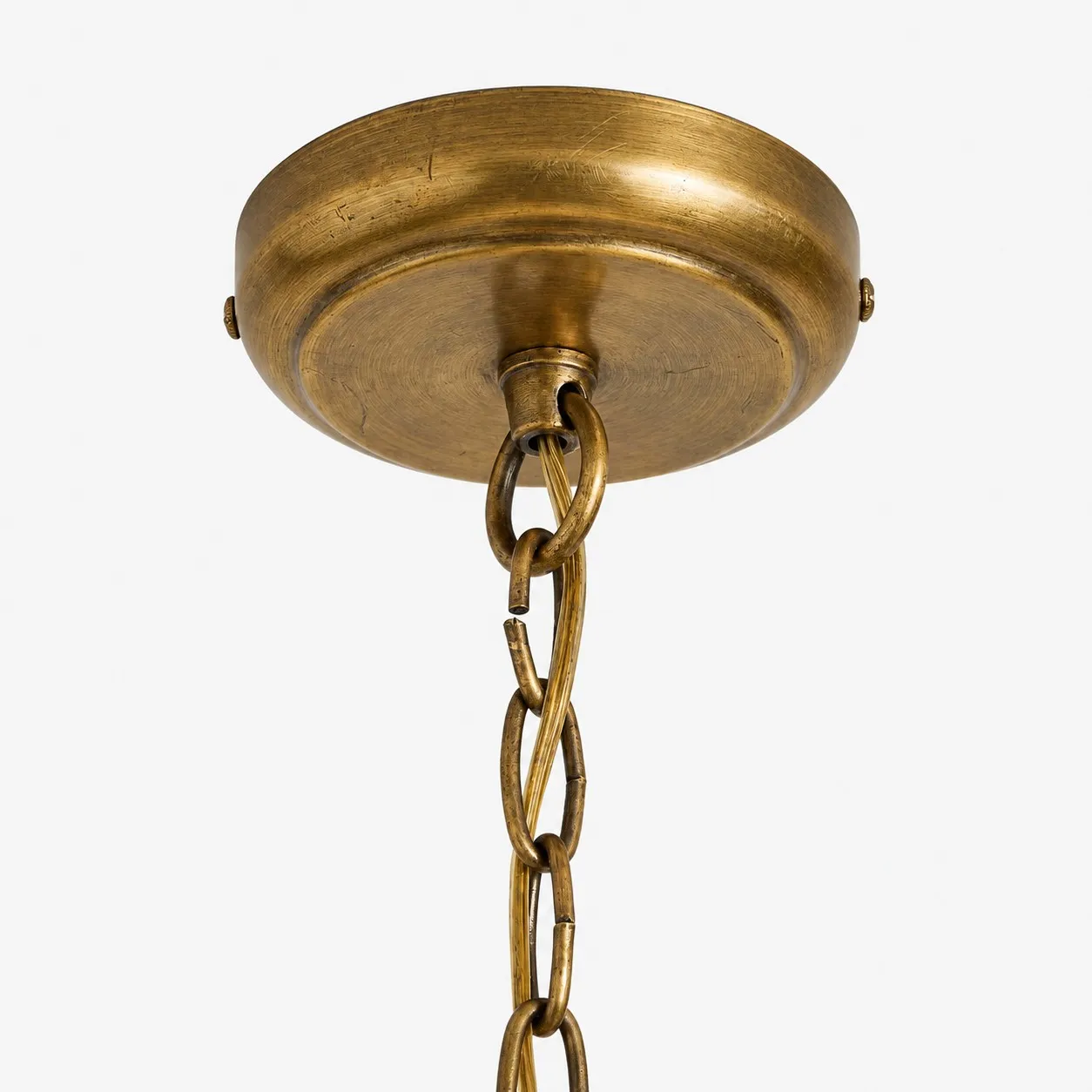 Antique brass canopy and chain detail