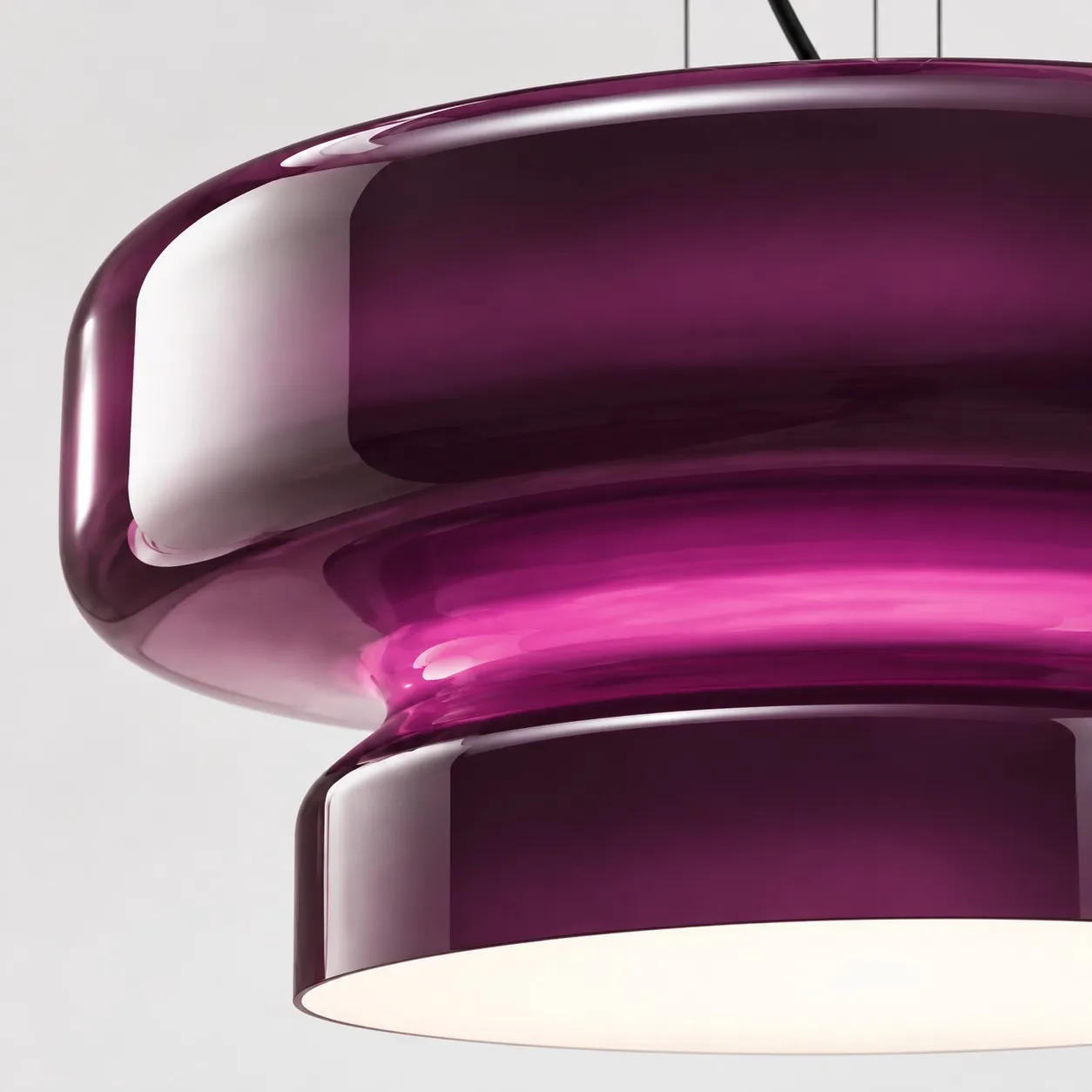 Purple curved glass shade detail
