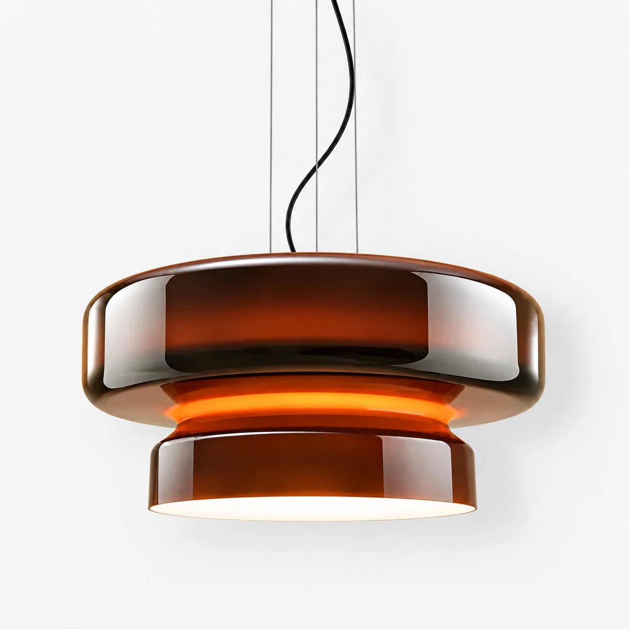 Amber red Koloro curved glass pendant