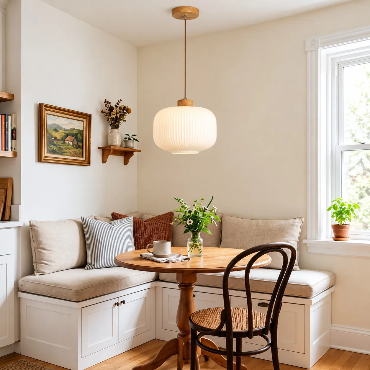 Ribella rounded pendant in a breakfast nook