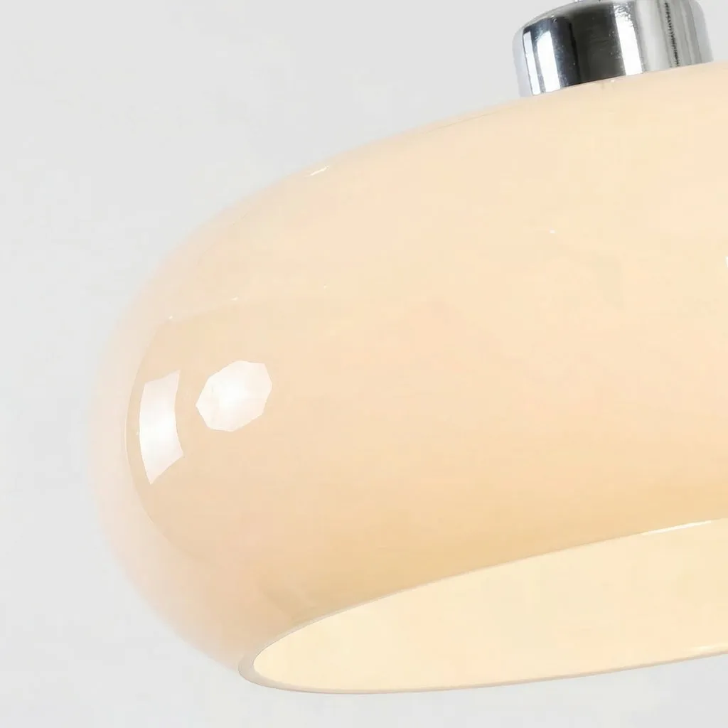 White glass shade and metal canopy detail