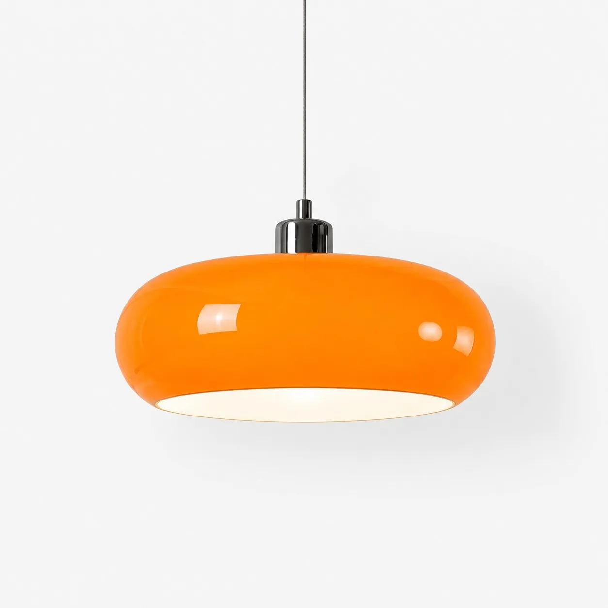 Opalora deep orange glass disc pendant